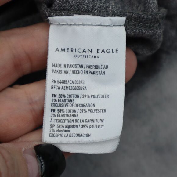 American Eagle Outfitters Shirt Mens M Gray Short Sleeve Button Logo Collar Polo - Picture 3 of 16